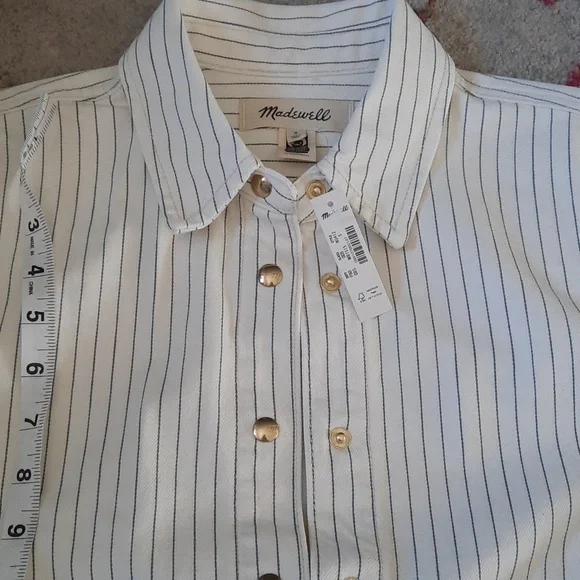 Madewell Denim Classic Button-up Shirt In Pinstripe Small - Picture 4 of 6
